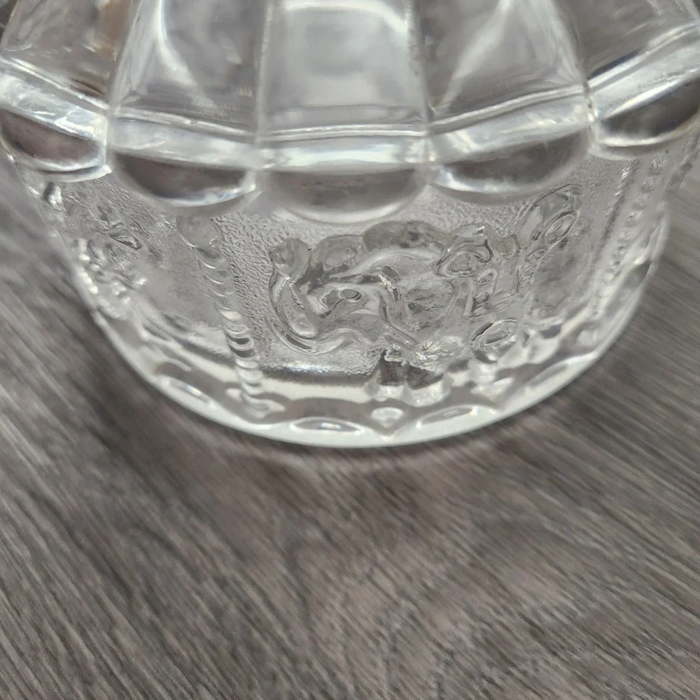 Vintage Clear‎ Pressed Glass Carousel Trinket Box Lidded Candy Dish Horse Swan